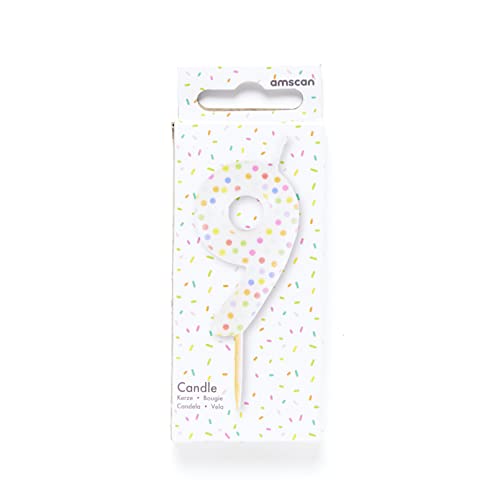 amscan 9911564 Patterned Numerical Candle 9, Multicoloured - Image 2