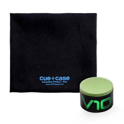 Taom V10 Professional Snooker Pool Chalk - Round Shape - Eliminates Kicks - No Residue - Free Cue + Case Microfibre Cue Towel (Green + Free Towel)