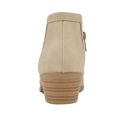 Image of Soda CHANCE Womens Perforated Cut Out Stacked Block Heel Ankle Booties (Wide Fit Available)