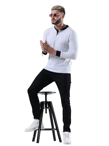 Image of fanideaz Mens Premium High Neck Henley T Shirts for Men Branded Full Sleeve Shirt for Men in Pure Cotton Casual & Formal Wear