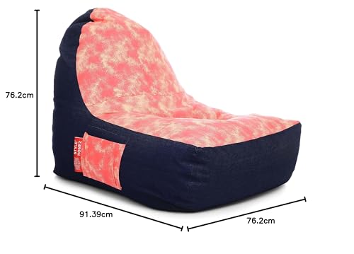 Image of Style Homez Urban Design Denim Canvas Abstract Printed Chair Bean Bag XXL Size Filled with Beans Fillers