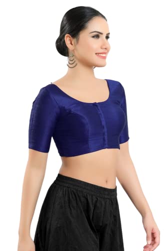 Image of Vamas Women's Silk Padded Self Design Half Sleeve Readymade Saree Blouse (X-766.N)