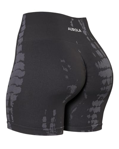 Image of AUROLA Serpent Seamless Scrunch Workout Shorts for Women,Tummy Control Squat Proof Ribbed Thick Active Gym Short