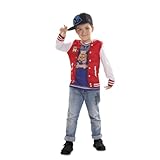 My Other Me - Disfraz para niño de Rapero con camiseta estampada en rojo y blanco talla 2-4 años. Listo para el espectáculo urbano más divertido.