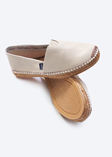 Image of VISCATA Barceloneta Espadrille Canvas Women's Flat Slip On Shoes Handmade in Spain Fashionable Organic Cotton Canvas Lightweight Material with 100% Natural Jute Midsole for All Casual Occasions