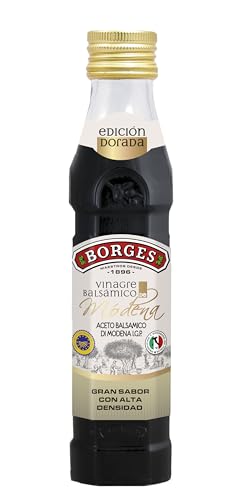 Borges - Vinagre Balsámico I.G.P de Módena Edición Dorada Borges - Con Indicación Geográfica Protegida I.G.P. - Sin azúcares añadidos - Ideal para ensaladas, pescados, carnes - Botella de vidrio 250ml