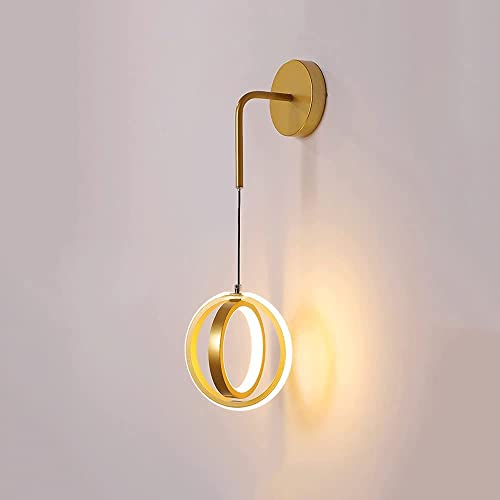 Luminaria de pared con pantalla de hierro forjado dorado y LED de 20W 2