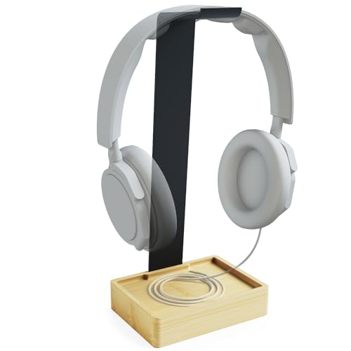 KD Essentials – Headset Ständer & Kopfhörer Halter, plastikfrei aus extrem stabilem Metall und Bambus – praktische Halterung schont das Headset und sorgt für mehr Ordnung auf dem Schreibtisch