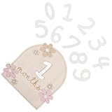 ANDRESLAD Meilensteinkarten mit Blumenmuster Doppelseitige Monatsplaketten zur Wachstumsdokumentation und Foto Requisiten für Neugeborene