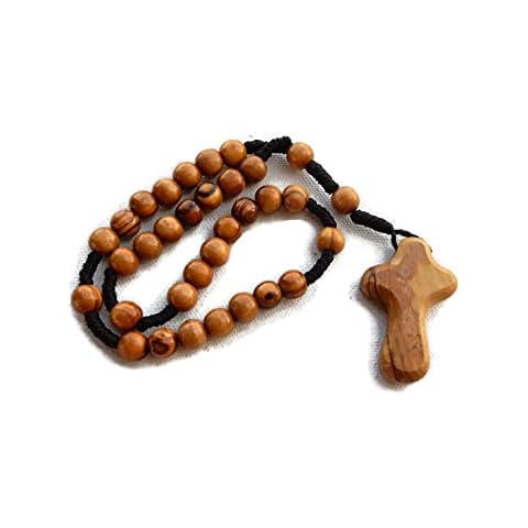 HolyRoses Olive Wood Anglican Rope Rosary with Comfort Cross - Premium Quality - Genuine HJW Product - Designed Exclusively, Wood Cover