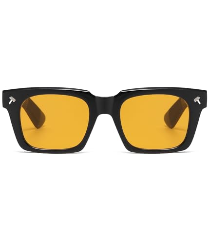 Image of EYLRIM Trendy Square Sunglasses for Men Women Square Frame Sun Glasses with Hammer Shaped Rivet Design