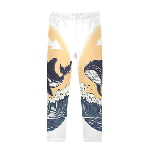 Whale Cartoon Animal Girls Casual Leggings for Kids Printed Long Pant Bottoms Stretch and Soft