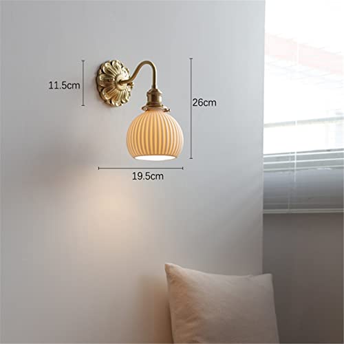 Applique da Parete a Collo D'Oca Industriale Vintage - Lampadario E27 in Ottone con Paralume in Ceramica, Lampada da Interno retrò per Illuminazione di casa, Ufficio e Ristorante