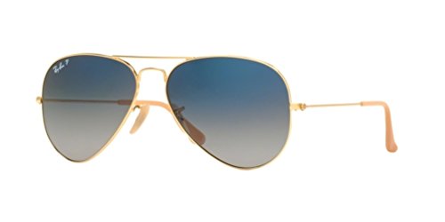 Image of Ray-Ban womens RB3025 Polarized sunglasses, Gold Frame /Gradient Blue Polarized Lens 001 /78, Medium US