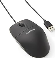 Amazon Basics Responsive and Precise 3-Button Wired USB Computer Mouse with Scrolling and Tracking, Single, Black
