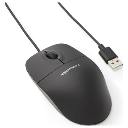Amazon Basics 3-Button USB Wired Mouse with Responsive Tracking, Plug & Play, Compatible with Windows and Mac, Black