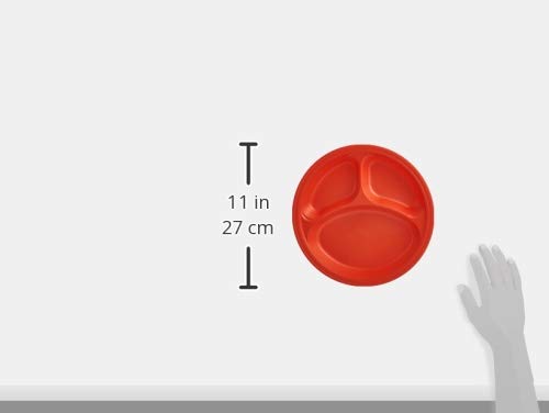 AmazonCommercial Plastic Plate, 3-Compartment, 10.25 Inch, Red, Pack of 125