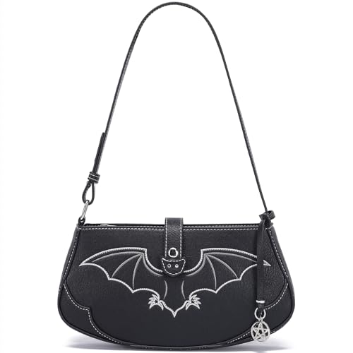 Bat Goth Mini Purse for Women Y2k Small Shoulder Bag with Star Cham