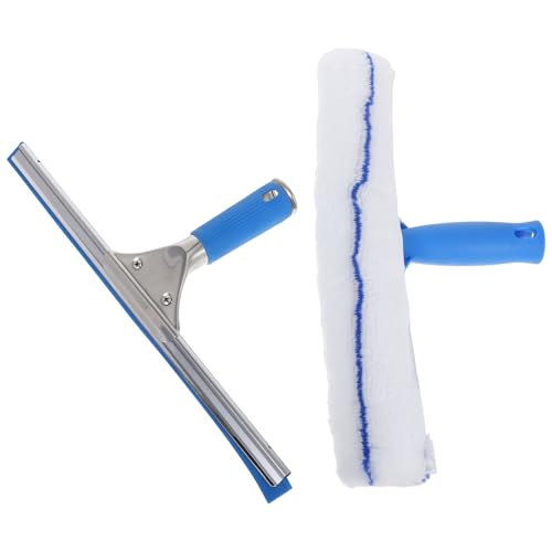 ROMISBABA Limpieza para Ventanas con Escobilla y Paño de Microfibra Suave Herramienta Doméstica para Baño y Cristales Elimina Manchas y Agua sin Esfuerzo Accesorio Esencial para Mantener