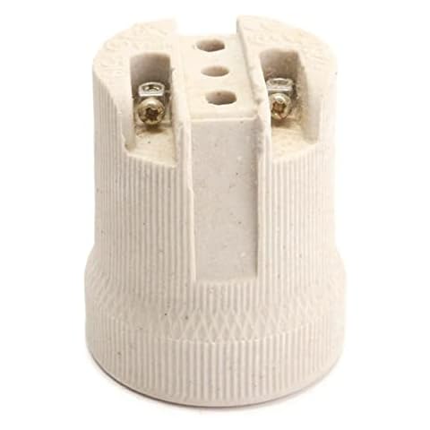 LEDSone Ceramic Porcelain ES27 E27 Edison Screw Heat Vintage Lamp Light Bulb Holder with Mounting Bracket (1 Pc, Shape 3) Cover