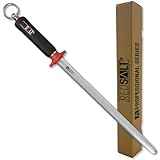REDSALT® Premium Wetzstahl 30cm ovaler Microfein Saphirzug für hochwertige Messer | HRC 65 Chrom Vanadium Stahl Made in Solingen | Profi Messerschärfer Wetzstab ergonomischer Griff