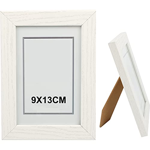 H HANSEL HOME Cadre photo 9x13 cm, blanc, bois, verre, décoration