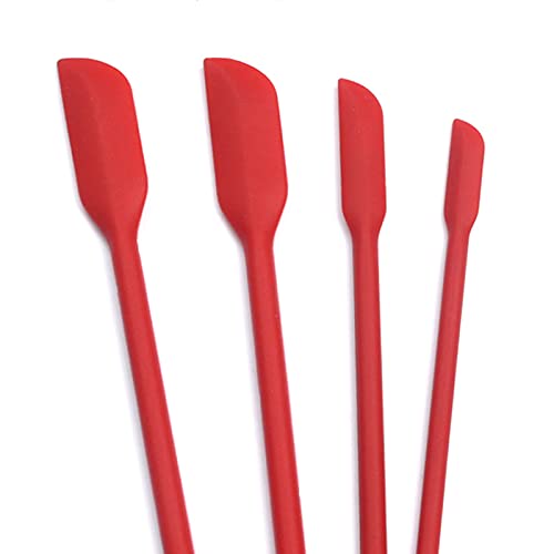 4 Pcs Mini Makeup Spatulas for Cosmetics and Kitchen Jars, Small Silicone Spatula for Beauty and Kitchen, 3 Sizes (4)