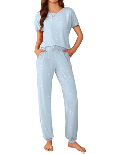 Image of Ekouaer Pajamas for Womens Set Soft 2 Piece Loungewear with Jogger Pants