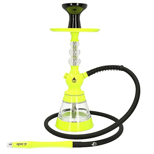 Chicha EL-BADIA® CELESTE – 45 cm – Chicha Légère avec Vase Acrylique, Tuyau Silicone, Manche Métal & Foyer Phunnel – Design Iconique et Couleurs...
