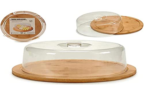 Plateau Fromage Bambou Rond et Cloche Acrylique