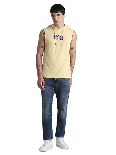 Image of JACK & JONES Men's Cotton Typography Regular Fit Hooded T-Shirt