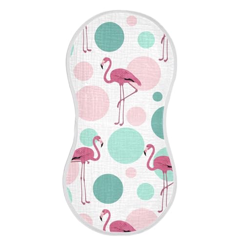4 Pack Baby Burp Cloths, Soft Absorbent Burping Cloths for Babies, Cotton Milk Spit Up Rags, Large Size for Newborns, Baby Boys and Girls (Legged Pink Flamingos Pattern)