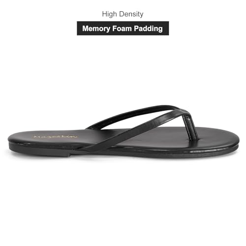 mazeskin Women's Memory Foam Comfortable Flat Thong Sandals Dressy Summer Beach Leather Slide Flip Flops3