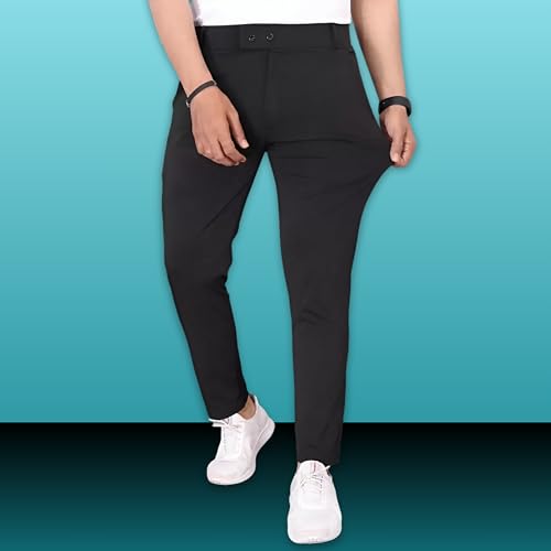 Image of Men's Lycra Blend Slim Fit Trousers - Stylish Formal Pants for Office | Regular Fit Trousers | Trousers for Men | Casual Wear for Women