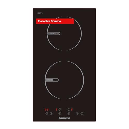 Corberó - Placas Domino Inducción de 2 Fuegos CCIG2902D | Potencia 3200W | Control Touch | 2 Boosters | Temporizador 99 Minutos | 9 Niveles de Potencia | Bloqueo de Seguridad, Negro, Acero inoxidable