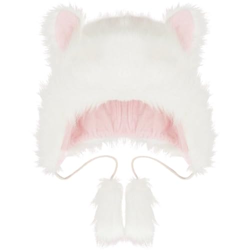 Keuyeo Gorro con Orejas De Gato Kawaii, Gorro Cálido De Felpa para Invierno, Divertido Sombrero De Anime, Encantador Sombrero De Lolita, Disfraz, Sombrero De Fiesta para Mujeres Y Niñas