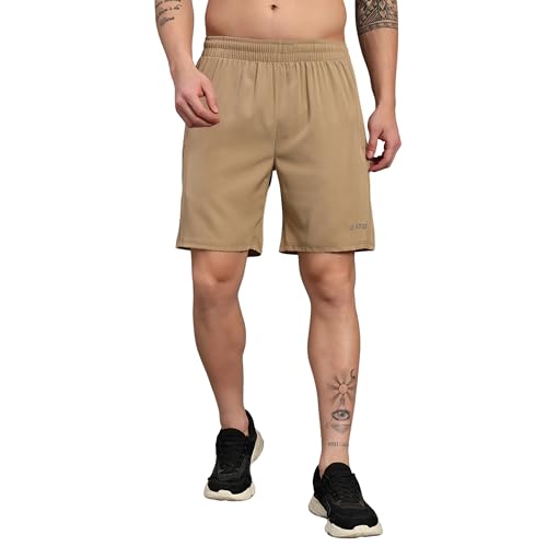 Image of ATICX Polyester Shorts for Men - Quick Dry Lightweight with Zipper Pockets - Gym, Running, Jogging, Training Half Pants for Basketball, Swimming, Badminton, Cycling, Football, Outdoor & Home Wear