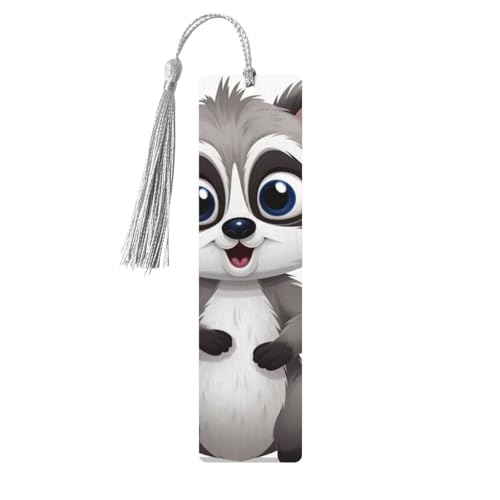 カートゥーン キュート アライグマ 木製 しおり DIY 木製 クラフト しおり カラフル タッセル 木製 ギフトタグ ラベル 珍しい ギフト 本 愛好家 男性 女性