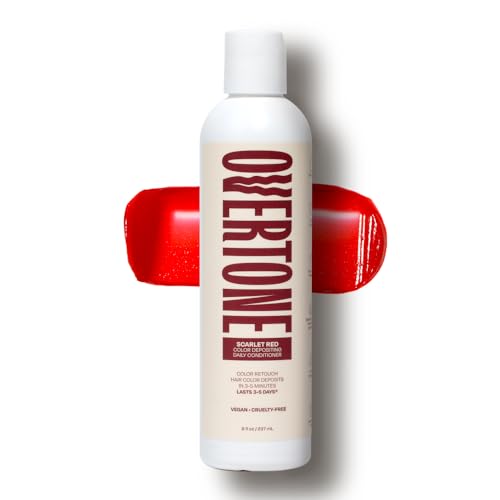 Image of Overtone Daily Color Depositing Conditioner - 8oz Temporary Coloring Conditioner with Shea Butter & Coconut Oil - Refresh Color & Prevent Fading - Vegan & Cruelty-Free, Red for Brown is Scarlet Red
