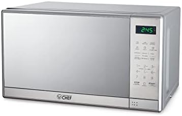 COMMERCIAL CHEF Small Microwave 0.7 Cu. Ft. Countertop Microwave with Digital Display, Stainless Steel Microwave with 10 Power Levels, Outstanding Portable Microwave with Convenient Push Button