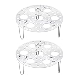 Paquete de 2 estantes de acero inoxidable plegables para cocina, verduras, pescado, mariscos, asado al vapor, enfriamiento de 6.7 pulgadas, 17 cm, color plateado