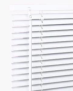 White PVC Venetian Blind Window Blinds Easy Fit Twist Open Close Control Wand Pull Cord Shutters Home Office (165cm x 150 cm) — image 1
