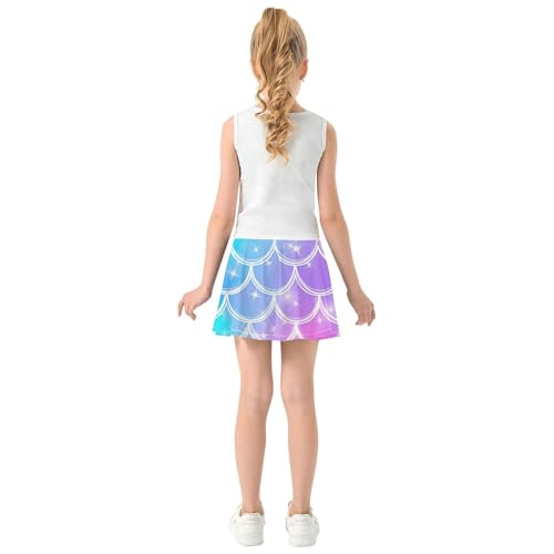 Kids Tennis Skirts Teal Purple Pink Mermaid Girls' Shorts Athletic Skorts Dance Golf Teen Cheer 4t4