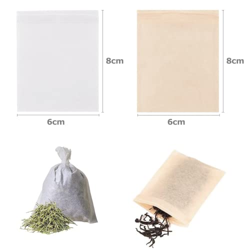 200PCS Disposable Tea Filter Bags, Carehabi Empty with Drawstring, for Loose, Muslin Bag (6 x 8 cm) (200PCS)