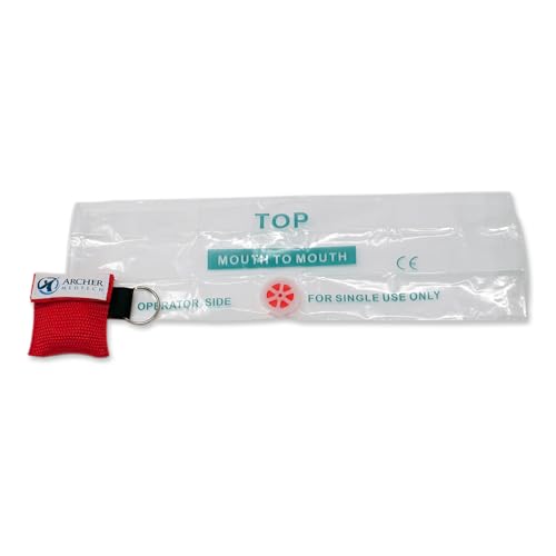 Image of CPR Mask for Pocket or Key Chain, CPR Emergency Face Shield with One-Way Valve Breathing Barrier for First Aid or AED Training, Archer MedTech (6)