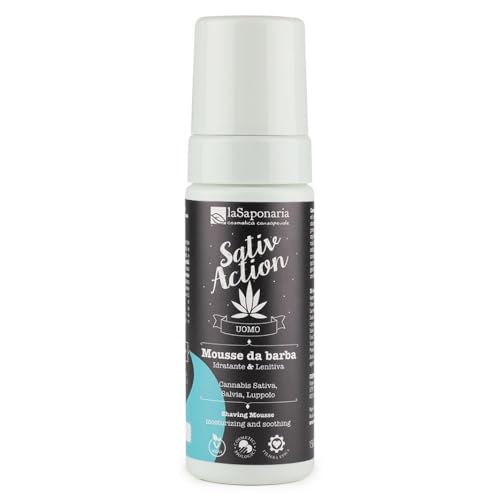 La Saponaria | Mousse da barba, Mousse da barba ad azione idratante e lenitiva a base di Cannabis Sativa, Salvia e Luppolo bio, 150ml