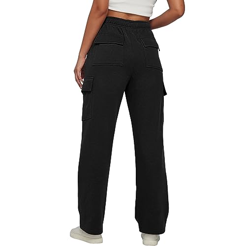 Womens-Cargo-Sweatpants-Wide-Leg-Fleece-Sweatpants-Baggy-Cargo-Joggers-with-Pockets-High-Waisted-Sweat-Cargo-Pants-Trousers