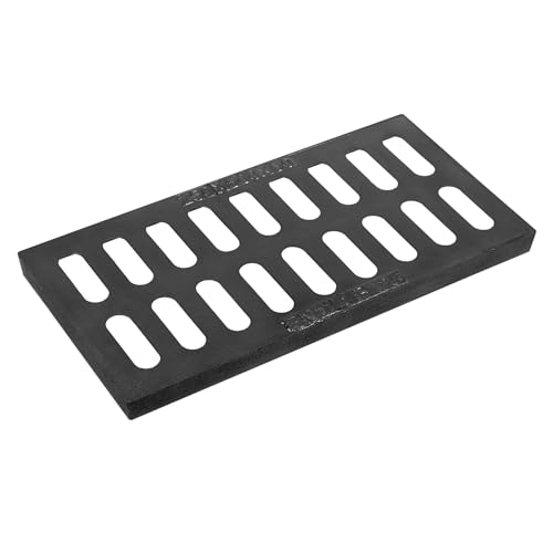 Ductile Iron Drain Grate 20 x 10 Inches Heavy Duty Metal Sewer Cover for Municipal Construction Sites, Black Rectangle Drainage Grate Driveway - 2T Load Capacity