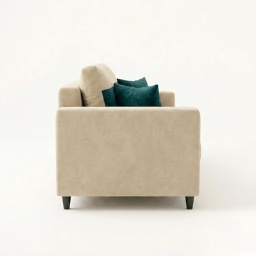 Image of FURNY Luxury Conva 2 Seater Sofa Set for Living Room |Soft Suede Fabric Upholstered | Modern Cushioned Comfortable Couch for Home Office & Drawing Room | Cream