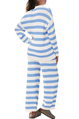 Image of SENSERISE Womens Striped Set Sweater Lounge Sets